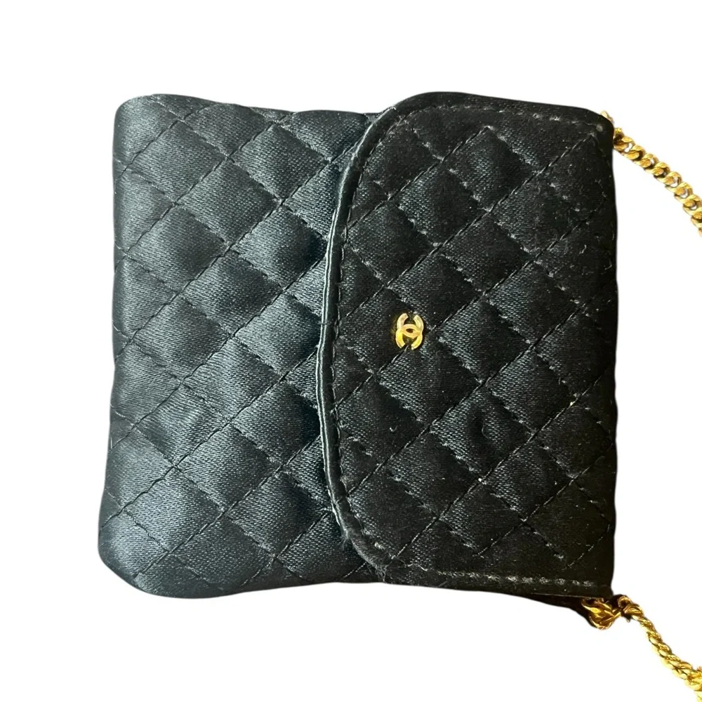Vintage Chanel Black Quilted Micro Bag - with Chanel Gift Bag - Picture 8 of 15